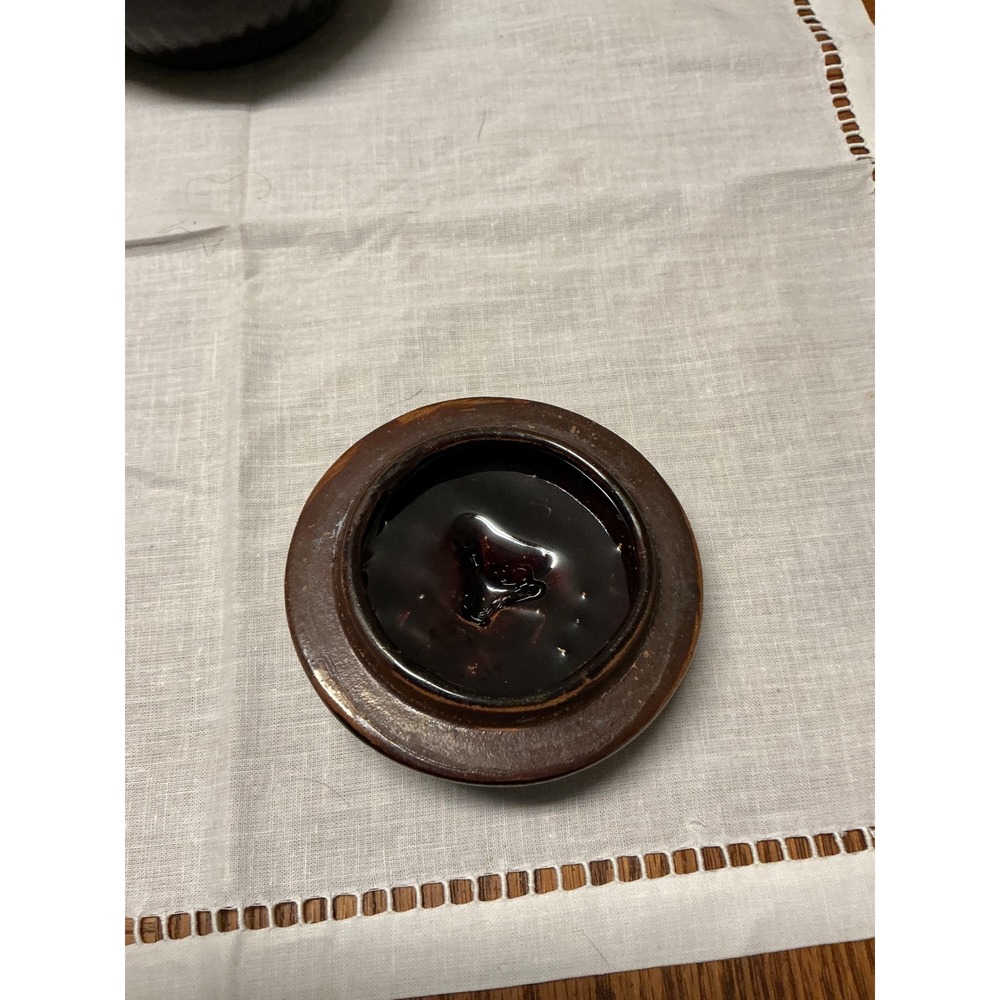 Vintage Made in Japan Brown Ceramic Floral Ginger Jar Trinket Bowl with Lid - Picture 6 of 7